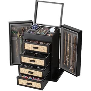5 Layers Wooden Jewelry Organizer Box with Mirror