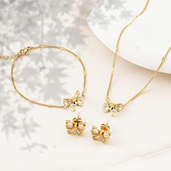 US Butterfly Pendant Jewelry Set Gold Plated Stainless Steel - Image 3