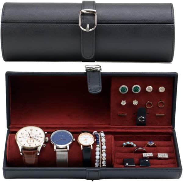 Round Jewelry Organizer Box for Watches Cufflinks and Jewelry