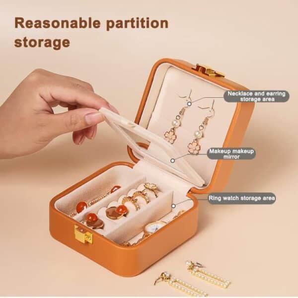 Small Jewelry Box with Makeup Mirror - Perfect for Travel and Storage - Image 6