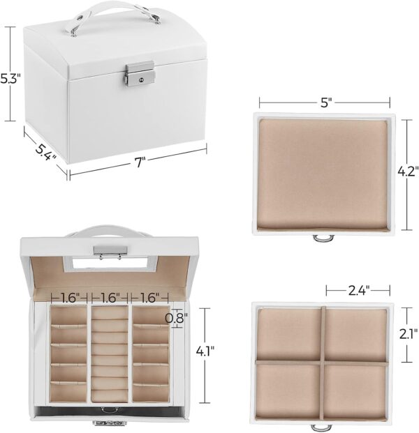 3-Layer Premium Faux Leather Jewelry Box for Earrings, Rings and Necklaces - Image 2