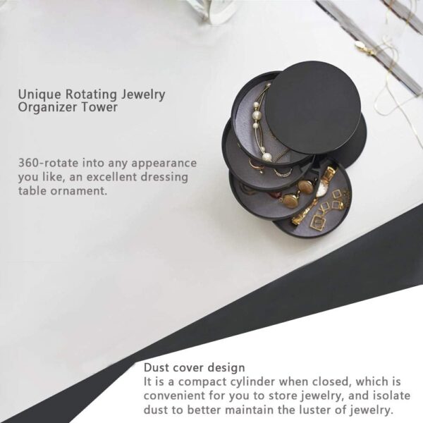 Women's Small Jewelry Storage Box: 4-Layer Rotating Travel Case with Lid - Image 7