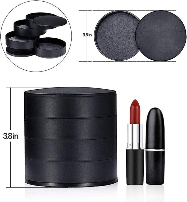 Women's Small Jewelry Storage Box: 4-Layer Rotating Travel Case with Lid - Image 3