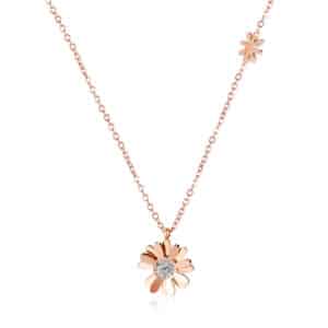 18K Gold Plated Stainless Steel Daisy Pendant Necklace