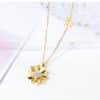 18K Gold Plated Stainless Steel Daisy Pendant Necklace - Image 2