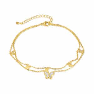 Custom 2-layer Stainless Steel Anklet with Butterflies for Your Unique Chic Look
