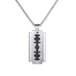 Wholesale Men's Stainless Steel Razor Blade Pendant Jewelry Necklace