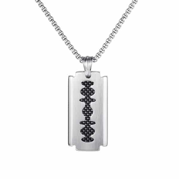 Wholesale Men's Stainless Steel Razor Blade Pendant Jewelry Necklace