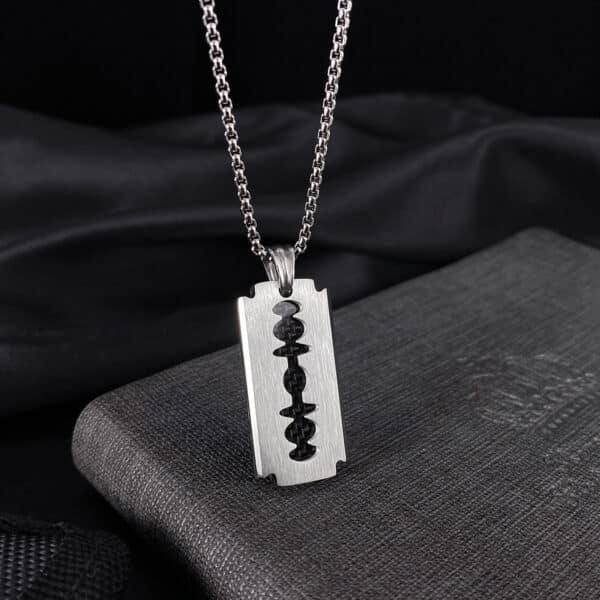 Wholesale Men's Stainless Steel Razor Blade Pendant Jewelry Necklace - Image 7