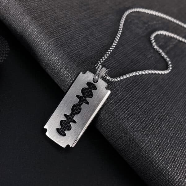 Wholesale Men's Stainless Steel Razor Blade Pendant Jewelry Necklace - Image 8