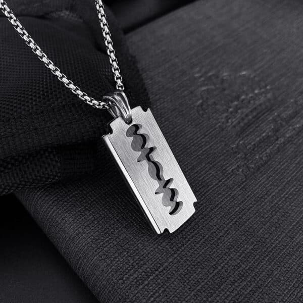 Wholesale Men's Stainless Steel Razor Blade Pendant Jewelry Necklace - Image 5