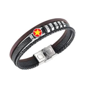 Multi-Layered Leather Bracelet for Men - Featuring a Trendy Five-Point Star Design