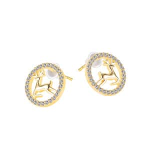 Gorgeous Copper Deer Earrings Adorned with Shimmering Synthetic Diamonds