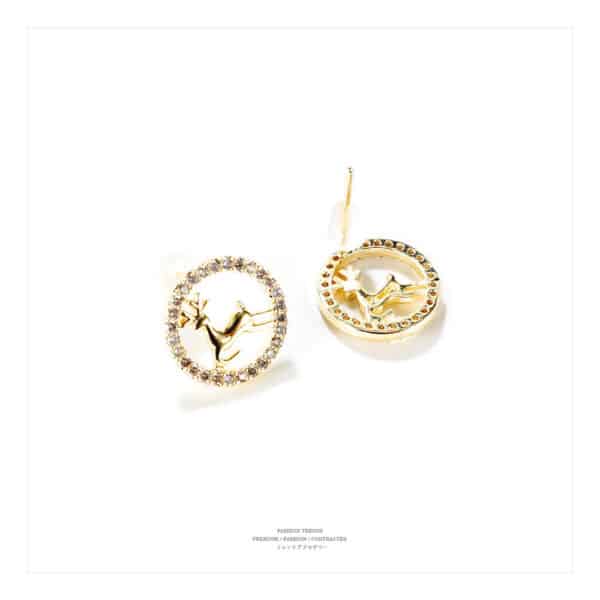 Gorgeous Copper Deer Earrings Adorned with Shimmering Synthetic Diamonds - Image 4