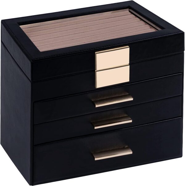 4-Layer Large Jewelry Organizer Box with Transparent Lid - Image 12