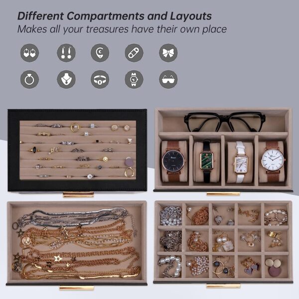 4-Layer Large Jewelry Organizer Box with Transparent Lid - Image 10