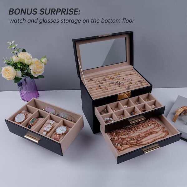 4-Layer Large Jewelry Organizer Box with Transparent Lid - Image 9