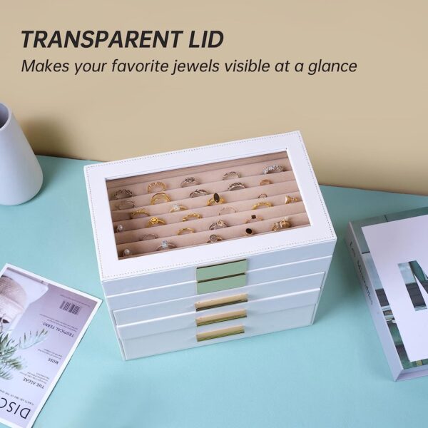 4-Layer Large Jewelry Organizer Box with Transparent Lid - Image 5