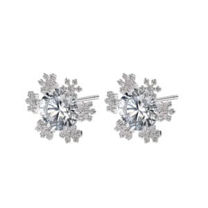 Versatile Snowflake with Zircon Copper Stud Earrings