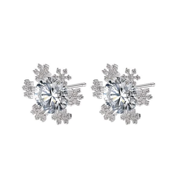 Versatile Snowflake with Zircon Copper Stud Earrings