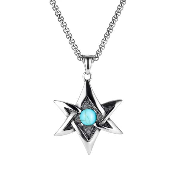 Punk Six-star Stainless Steel Pendant Necklace for Perfect Look
